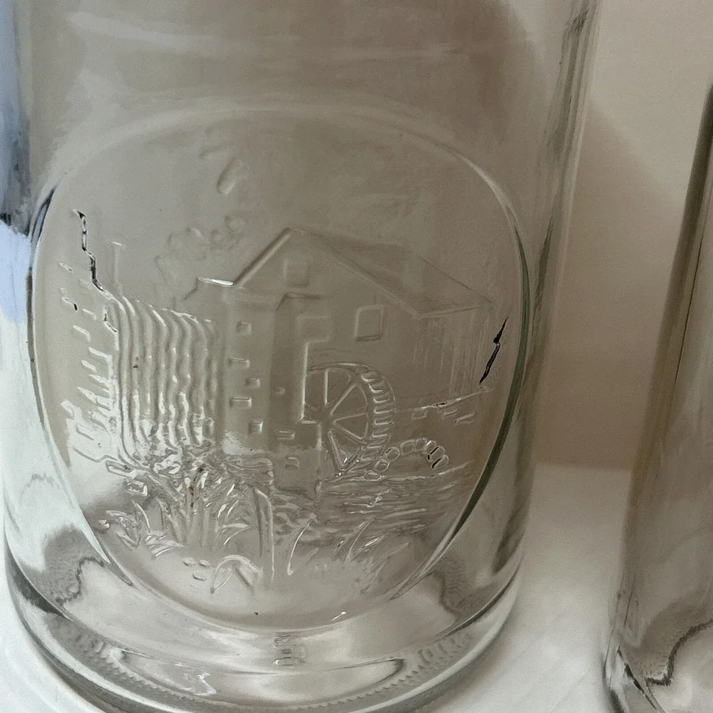 Vintage Glass Canisters Orange Lid‎ Tang Anchor Hocking Wharf And Wheel House 7